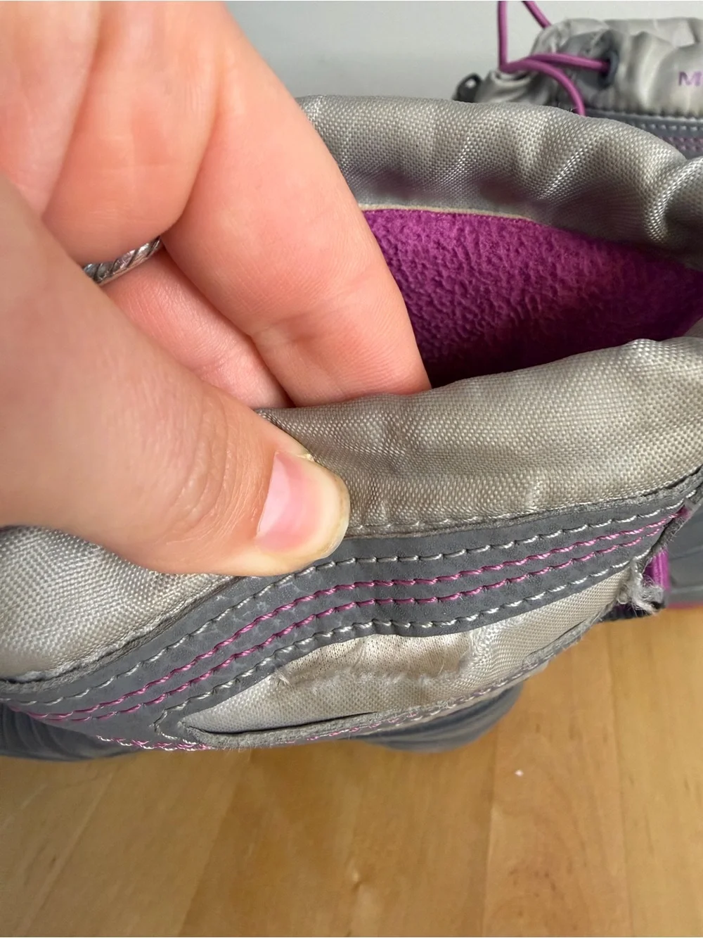 Merrell Kids Gray and Pink Insulated Snow Boots